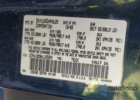 2004 Dodge Ram 1500 Slt/Laramie z USA, uszkodzony, nr VIN 1D7HU18D44S674592